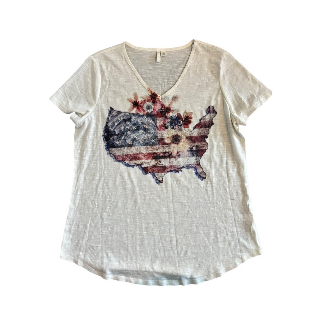 Women's White US Flag Top - Picture 3 of 7